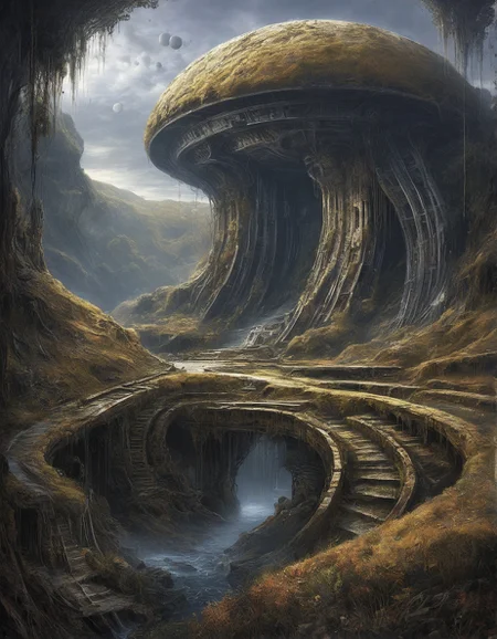 Impressionism art of H.R. Giger: (biomechanical horror), (alien landscapes), (Landscape color guide), (surreal organic forms),
time-lost colosseum where holographic battles loop eternally,
Indonesian rice terraces at dawn,
Hurricane with rain Weather,
Cavum holes in supercooled layers,
Sunrise painting peaks in gold,
Summer wheat fields swaying,
<lora:add-detail-xl:0.7>,
<lora:DetailMaximizer:0.3>,
<lora:brho:0.2> brho,
<lora:Deep_depth_of_field:0.3>,
<lora:extremely_detailed:1> extremely detailed,
<lora:MJ52_v2.0:0.3>, painterly, small brushstrokes, visible brushstrokes, impressionistic style