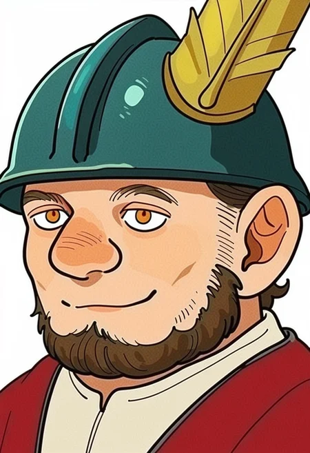 score_9_up score_8_up score_7_up, dwarf, portrait, 1boy, male focus, solo, beard, facial hair, helmet, white background, simple background, smile, closed mouth, upper body, shirt
<lora:dungeon_meshi_races_pony7_d16:1>