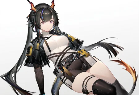 solo, 1girl, chen_qianyu_concept_\(arknights\), black skirt, black miniskirt,
masterpiece,