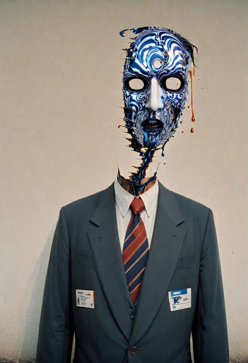 A hollow body, emerging from the neck a soul of light, the one that replaces what was once the man inside the suit and tie: and it hasn't. Nothing can replace it, yet the corporate logos, the Pepsi, the Coke, the Nintendos and so on speak through its neck and somewhere in the static, like an enigmatic face pressed against a saran wrap wall, it screams. And you see it there, late at night in the mirror: he is alive in there in the screaming thing that wakes into television and presses into its pillow like death like death like all that has wept and long gone down into the grave of night, the one that never sleeps now, and besides, the light stays on in the daytime too
