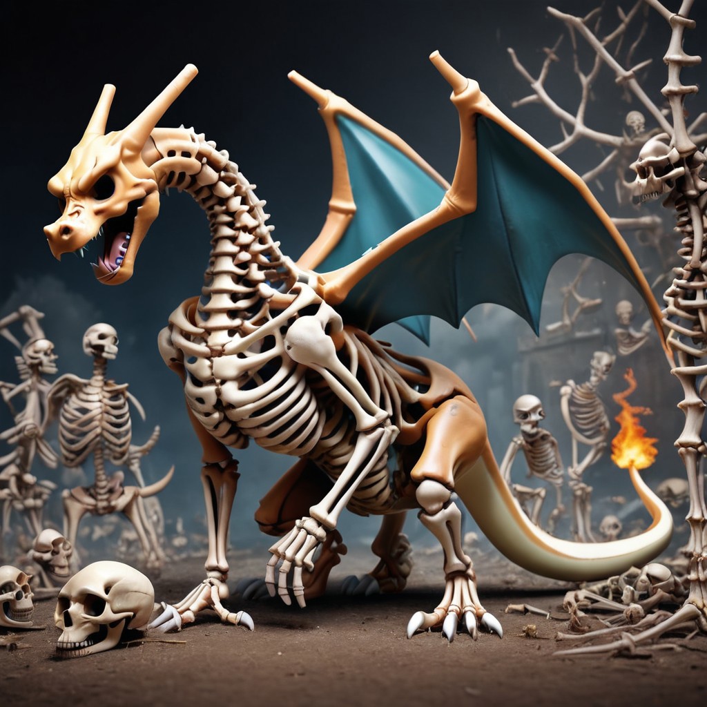 Charizard, skeleton,