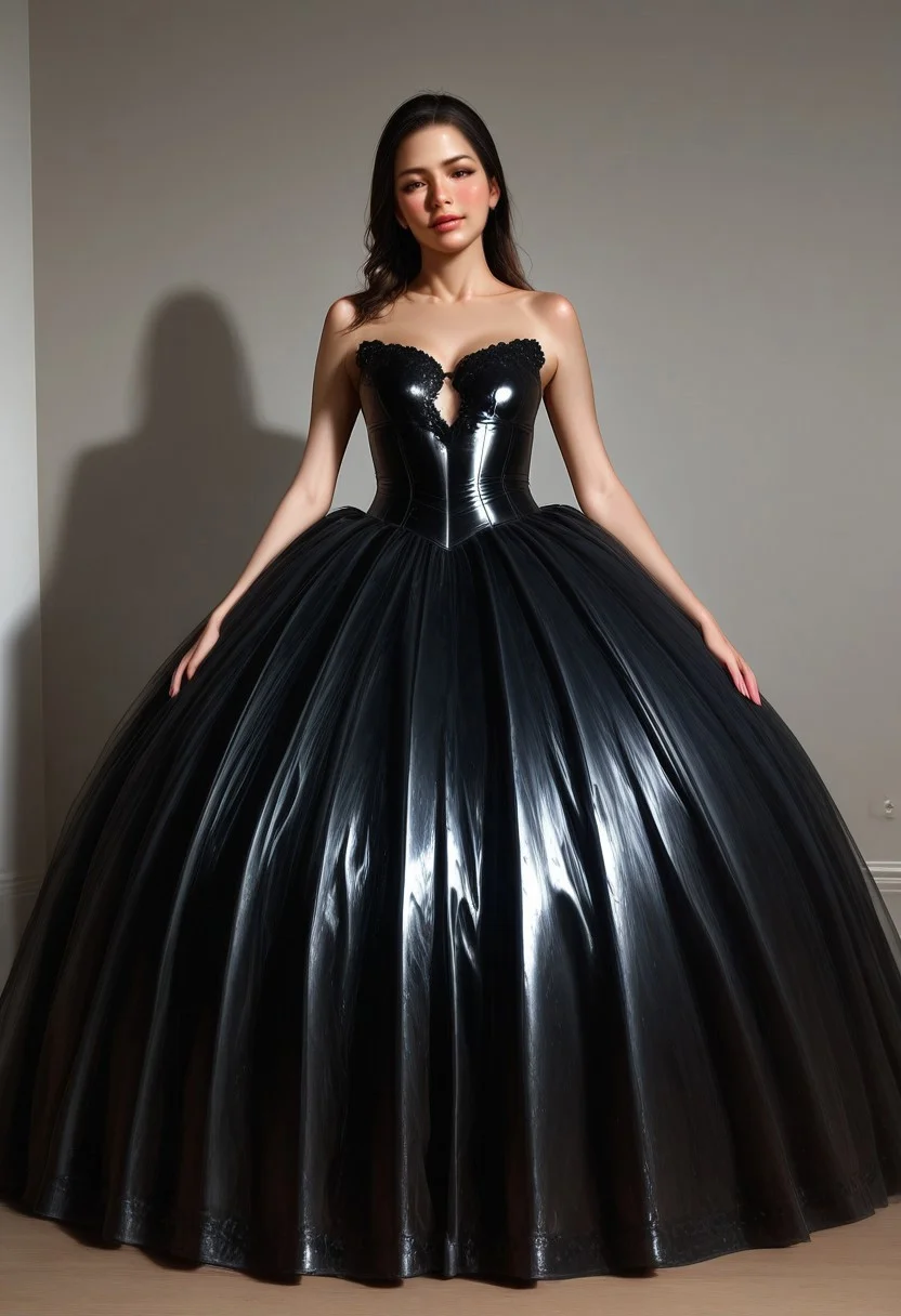 realistic. Perfect face.
1girl, solo, cute face, sexy face, Sexy body,
((CrinolineDress)), ((Gown)).
(Long dress:1.5), (Latex dress)