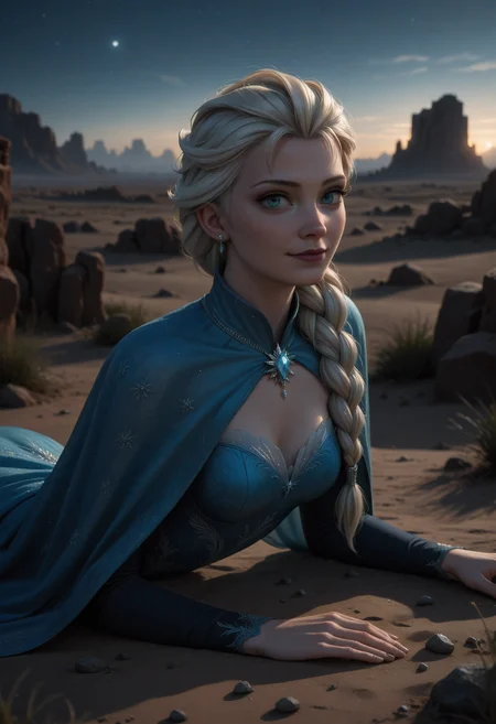 score_9, score_8_up, score_7_up, 1girl, source_frozen, elsa, portrait, on stomach, desert, outdoors, realistic, v4mpcity.safetensors, <lora:location\v4mpcity.safetensors:1.0>