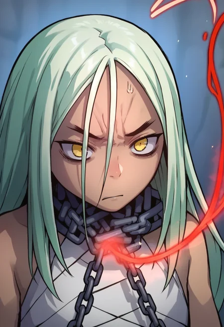 score_9, score_8_up, score_7_up, solo, , <lora:add-detail-xl:3>,
BREAK
<lora:Gyu_Soha:0.8>, gs, yellow eyes, green hair, long hair, dark skin, bandages clothes, multiple chains, bandages, chain, red string,
BREAK
solo, upper body, annoyed,