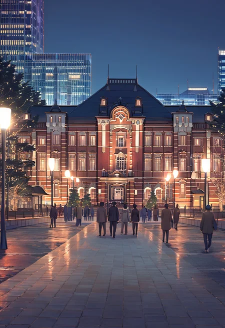 best quality, ultra-detailed, illustration,
marunouchiekimaehiroba, lamppost, tree, scenery, outdoors, building, sky, clock, city, night, real world location, road, street, window, cityscape, people, 6+boys, pavement
<lora:marunouchiekimaehiroba_SDXL_V1:1>