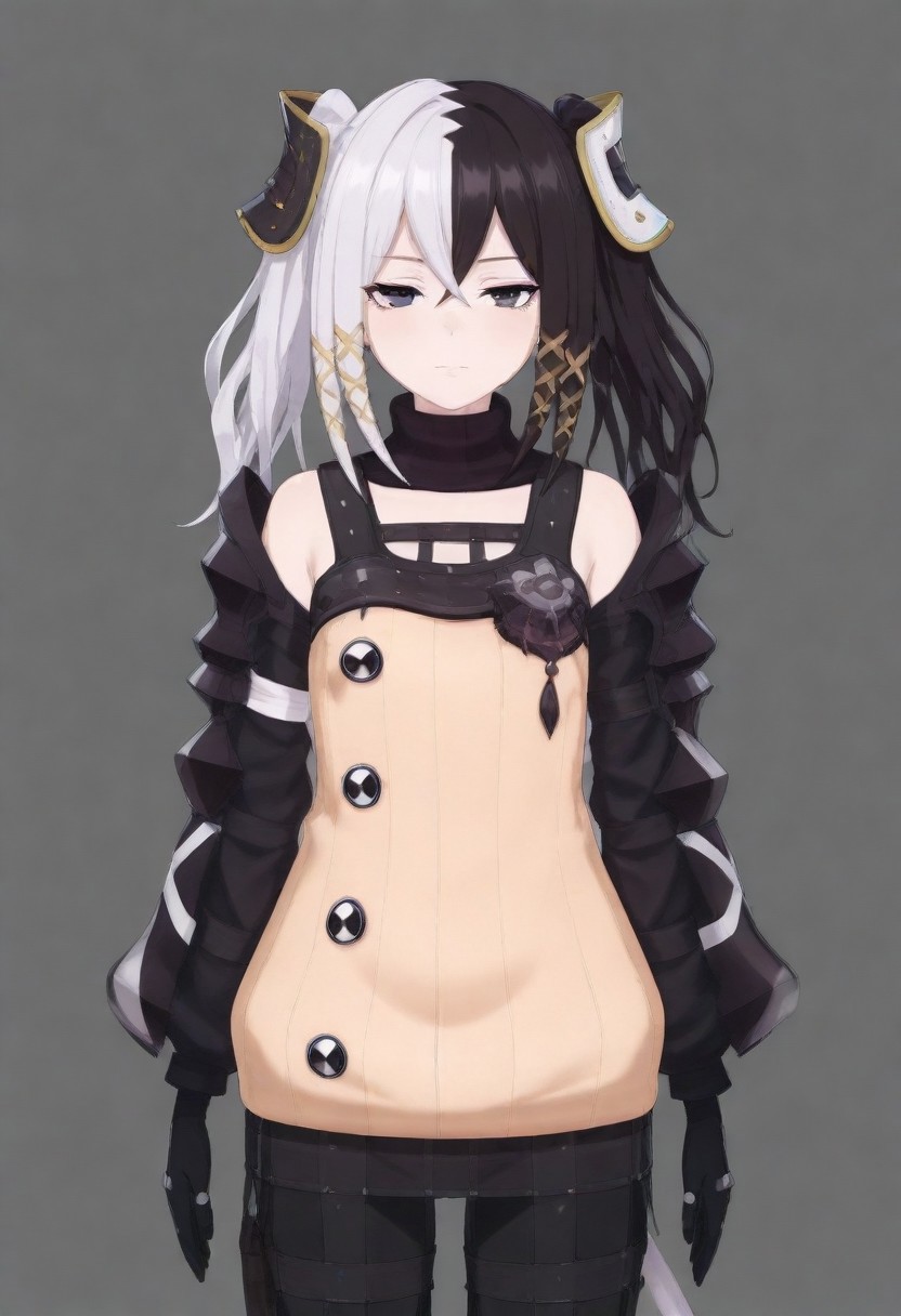masterpiece, best quality, amazing quality,,, shiny skin,,,,,,<lora:Zesshi_Zetsumei:1> Z3ssh1Z3ts0m31, white hair, multicolored hair, black hair, long hair, two-tone hair, black eyes, gloves, jewelry, black gloves, hair ornament, skirt, pantyhose, ribbon,