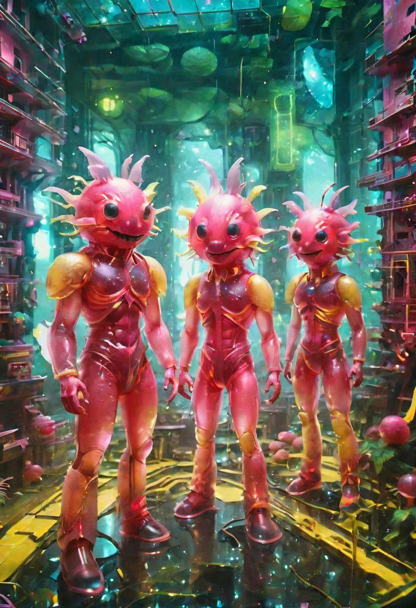 Documentary photograph, magical fantasy watermelon punk electro-pop synth trio band, performing at the freakomonko, the craziest freakout rundown neon disco on the planet Fruitland, l1970s Tropicalia science fiction retrofuturism, cinematic light, high detail, beautiful, surreal, dramatic, warm colors<lora:Dreamyvibes artstyle SDXL - trigger with Dreamyvibes artstyle:1> Dreamyvibes Artstyle