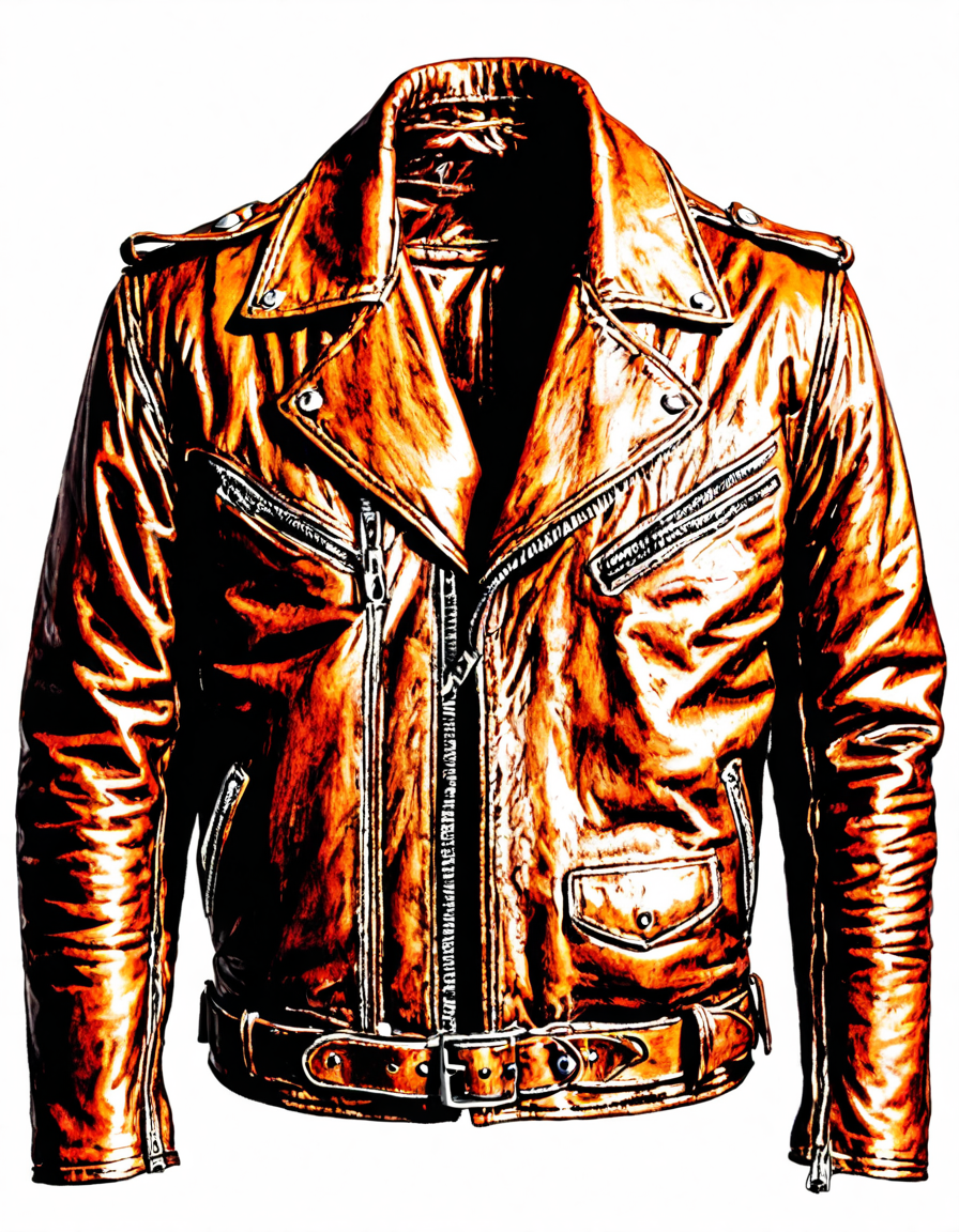 a vintage Leather jacket, <lora:unworn_clothingno_peopleno_characters:1>,white background,