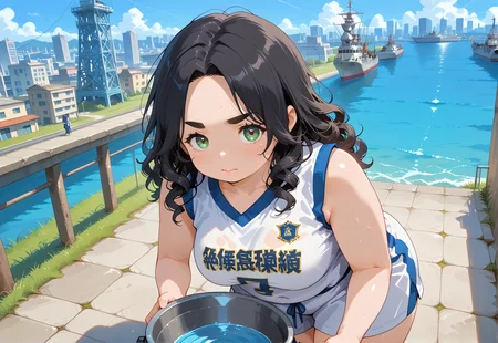 IllusP0s, PonyScores7, source_anime, ah1, IllustriousQual, interesting, exciting, spectacular, wonderful, 
BREAK <lora:xl_more_art-full_v1:0.2>, <lora:aesthetic_anime_v1s:0.2>, <lora:EpicF4nta5yXL:0.2>, <lora:detailxl:0.2>, detailxl, <lora:Fant5yP0ny:0.2>, amazing quality, best aesthetic, absurdres, illustration, Volumetric_Lighting, ultra-detailed, very aesthetic, intricate details, best_quality
BREAK ((using cooking pot)),
BREAK Stable_Yogis_PDXL_Positives, AS-Adult, <lora:Complicated fantasy portrait - XL Pony V2.0:0.2>, bad-hands-5, <lora:HDA_Detailer:0.3>, <lora:natsumi_style:0.5>, <lora:by_usakun-pony:0.4>, by usakun, <lora:Akina_Bbw_Style_-_PonyXL:0.2>, AkinBw, ((Ambient Light Perspective shot)),
BREAK 1girl, mature female, (curvy), round-chin, caucasian, <lora:ETO_OC_Illustrius:0.5>, eto_oc, skindentation, (plump), thick thighs, wide hips, busty, voluptuous, <lora:venus body PonyXL:0.3>, <lora:shinyskin2:0.2>, glistening skin, HDA_FatGirlXL, 
BREAK ((<lora:basketball uniform_pony_V1.0:0.8>, basketball outfit)),
BREAK (curly hair), long hair, (black hair:1.4), (parted hair:1.7), messy hair, kinky curls, <lora:hairdetailpxl:0.2>, hairdetailpxl,
BREAK (half green and brown eyes), (colorful eyes), (multicolored eyes), (downturned eyes:1.4), <lora:expressive eyes:0.2>, expressive eyes, <lora:eyedetailpxl:0.2>, eyedetailpxl, <lora:Eyes_High_Definition:0.2>, EyesHD, (round face:1.2), (thick eyebrows:1.3), (plump face), <lora:Round_face:0.2>, lips, 
BREAK ((disgusted expression)), <lora:Expressive_H:0.2>, Expressiveh, <lora:Emotional_Anime_Expressions_PonyXL_Concept:0.2>, emotional, <lora:Best_Facial_Expression_LoRA_PONY:0.2>, looking at viewer, <lora:Detailed expressive EXEV style -XL Pony V1.0:0.2>, FaceDetail,
BREAK (((a waterfront industrial city, where factories line the docks, ships come and go, and the water reflects the busy industrial scene))), <lora:Background Detailer - SDXL:0.8>, 4k, 8k, Ultra HD, Masterpiece, Best quality, Detailed background, <lora:Add_more_details_V2_XLpony:0.4> full_details,