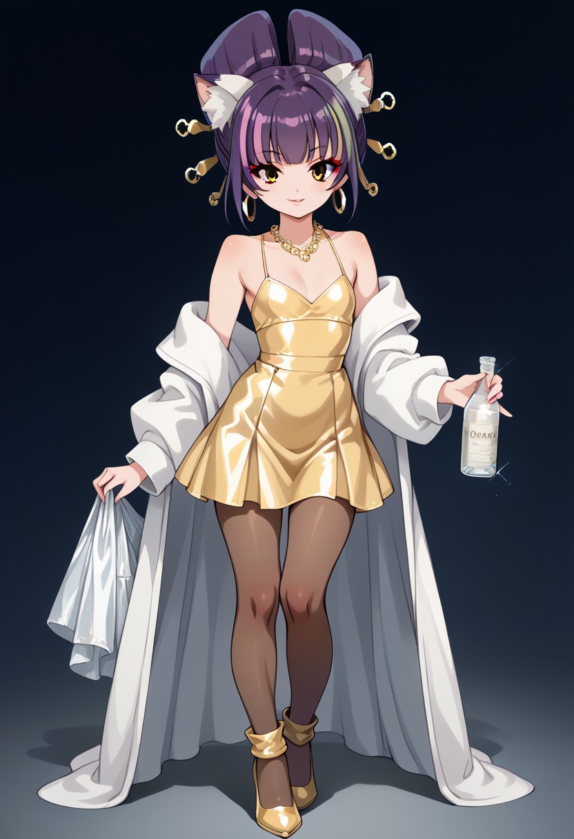 score_9, score_8_up, score_7_up, source_anime, uncensored, best quality, ((masterpiece)), 4k, fcx, fyx, phc, yuh, oya, kib, absurdres, retro style, neon signasl, nightclub, fullbody, complete body in the image, holding a bottle of wine, small body, Futanari, thin legs, round tip, <lora:long_eyelash:0.3>, long eyelashes, ultra detailed eyes, beautiful eyes, bright eyes, faint lips, very large hoop earrings, nsfw, cute smile, gold bracelets, gold anklets, saturated colors, high contrast, sultry, (sexy), dancing, ((pantyhose)), pantyhoses, streaked hair, flat chest, gyaru gal, see-through PVC large jacket, makeup, long eyelashes, glossy lipstick, mascara, blush, eyeshadow, jewel necklace, rich girl, sparkles, (glittering pastel clothing, glossy sparkling fabric), sharp focus, high heels
(1girl, darudayu))