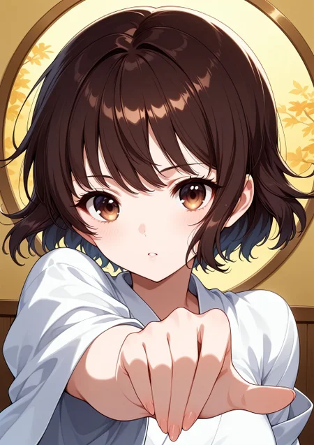 <lora:4863790872_ilxl:0.8>, 1girl, 4863790872_ilxl, hp_kuroe, short hair, brown hair, brown eyes,, BREAK
masterpiece, best quality, amazing quality, very aesthetic, absurdres, newest, 
 <lora:Eyes_High_Definition:0.6>, eyesHD, high gradient eyes, detailed eyes, high definition eyes, 
<lora:LECO_Particles:1>, 
BREAK, <lora:brightness_slider:-0.5>,, general, dutch angle, oblique view,  dynamic pose,