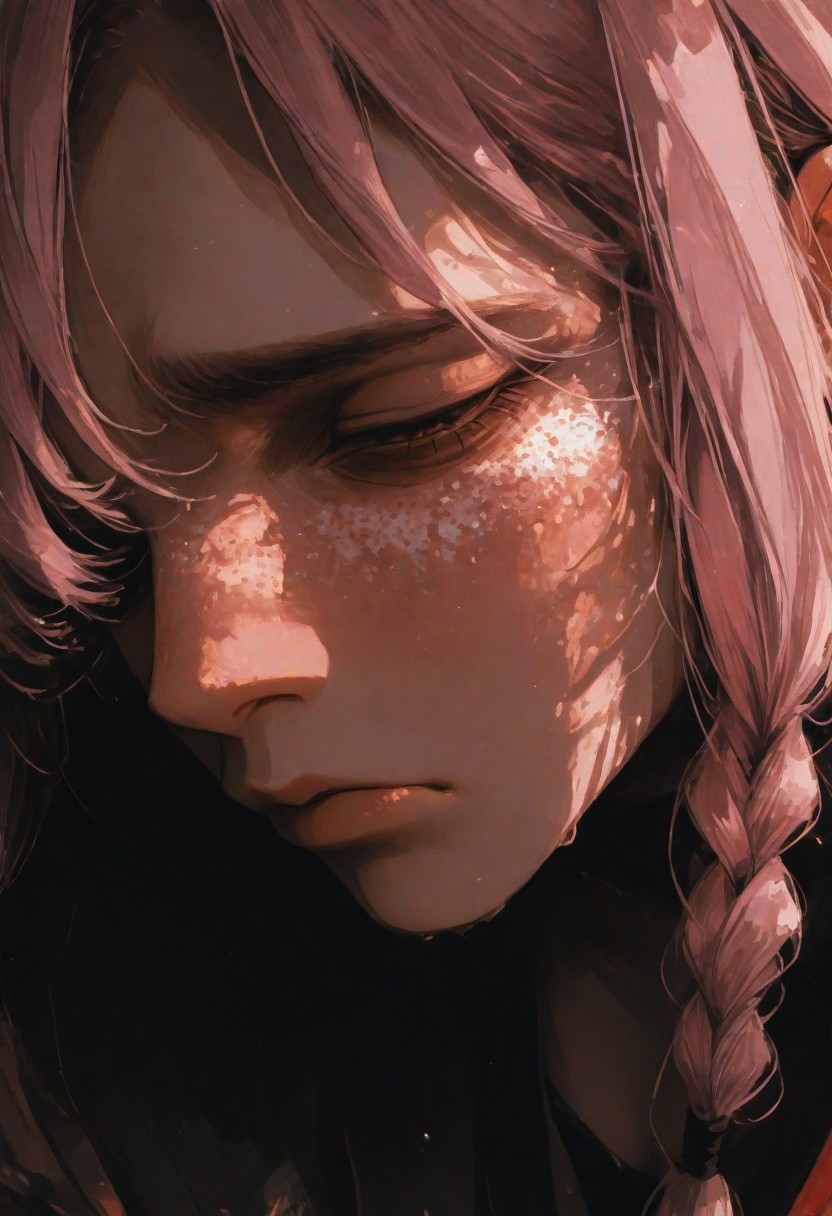 masterpiece,best quality,amazing quality,very aesthetic,newest,ultra detail, (score_9,score_8_up,score_7_up,score_6_up),hyper-detailed,ultra HD,cinematic lighting,(maeve:2.0),(looking at viewer:1.5),(pink hair:1.5,long braids:1.2),(deep emotional connection:1.4),(detailed facial features:1.4),(yellow eye:1.5,glowing eye:1.5,Cat pupil:2.0,Detailed eye),(white freckles,glowing freckles:2.0),small breasts,(bare shoulder:1.5),(Hanging breasts),(black kimono:1.5,kimono open,cleavage),(Tired expression:2.0),(dark circles under the eyes:1.0),(Sleeping face:1.5),(deeply distressed:1.5),reflective skin,(shiny skin:1.5),wet skin,oiled skin,(wet clothes:1.5,wet kimono:1.5,skin-tight clothing),(squinting eye:1.5),tabi,Calf,plump lips,(Sitting:1.5),side locks,makeup,floral print,(extreme close-up of face:2.5),(three-quarter view),(head tilted back),(chin raised),(one eye covered by hair),(depth of field),(face focus:2.0),(soft blur in background),(asymmetrical bangs),(dramatic lighting), <lora:illustrious_all_rated_v1:0.5><lora:ppw_v7_noobE11_6_r2_0.05:0.6><lora:nhl-001:0.6> nhl-001,limited palette,realistic,BREAK
Japanese house, Moody lighting,<lora:wasabi_natsume_style_r1:0.8> wasabi_natsume_illu,abstract, surreal,<lora:748cm_illu:0.4> 7481llu
