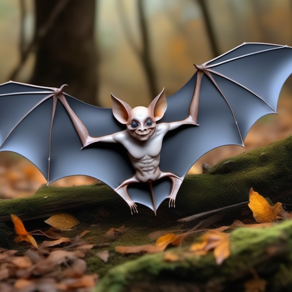 photorealistic, concept art, fantasy, 3 crystal bats01 elves, face enhanced, in fall Halloween woodland glade with mushrooms,  in the style of <lora:bats01-xl:1>