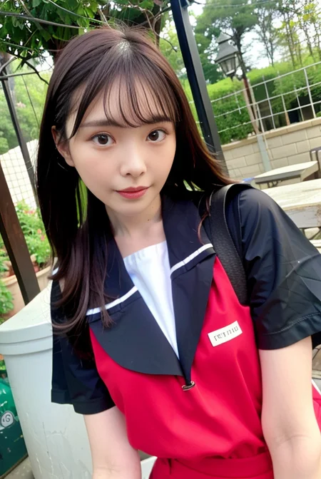 (8k, RAW photo, highly sensitive, best quality, masterpiece, ultra high res, photorealistic:1.25),high res,1girl, (school uniform:1.4),(floating hair:1.6), (skindentation), (professional lighting),(huge breasts:1.26),day,(outdoor:1.37),ultra-detailed,(shiny skin:1.35),(plump:1.25), (blouse:1.35),(light particles, lens flare, glowing particles:0.6),  (floating hair:1.2),(dynamic pose:1.2), specular lighting, soft lighting, sunlight, looking at viewer, (small head:1.4),pureerosface_v1, <lora:Arina:1>