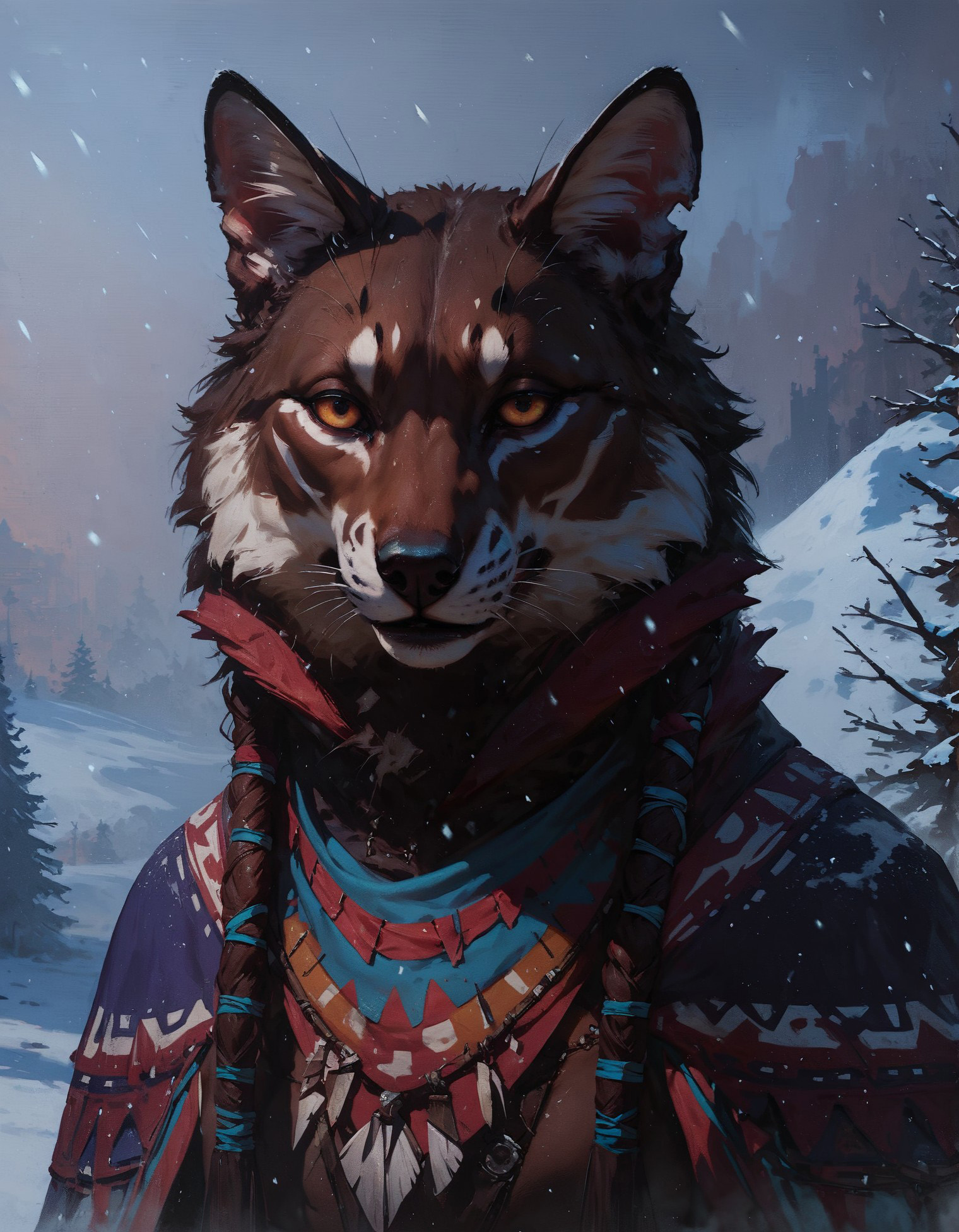 score_9, score_8_up, score_7_up,  (1girl:1.2), upper body, (eskimo), tribal, snowing, warm clothes, in a field, desolate, woman, erotic, seductive, snow, fur-trimmed clothes  <lora:pony/twilight_style:0.8> concept art, realistic, <lora:pony/expressiveh:0.8> expressiveh,