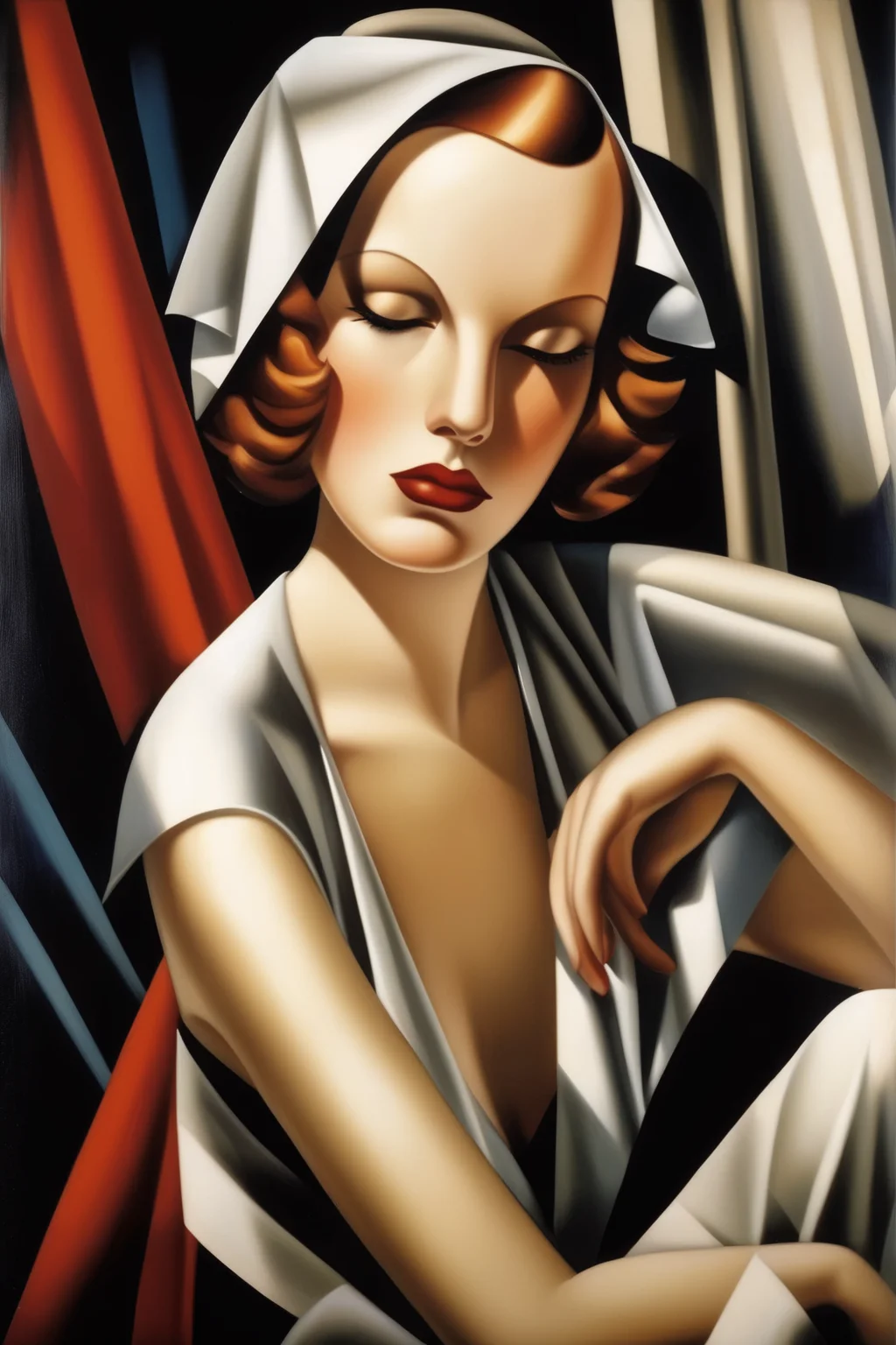 <lora:Tamara De Lempicka Style:1>Tamara De Lempicka Style - 68 88040000 0071 0018 0860 0001 in Tamara de lempicka style