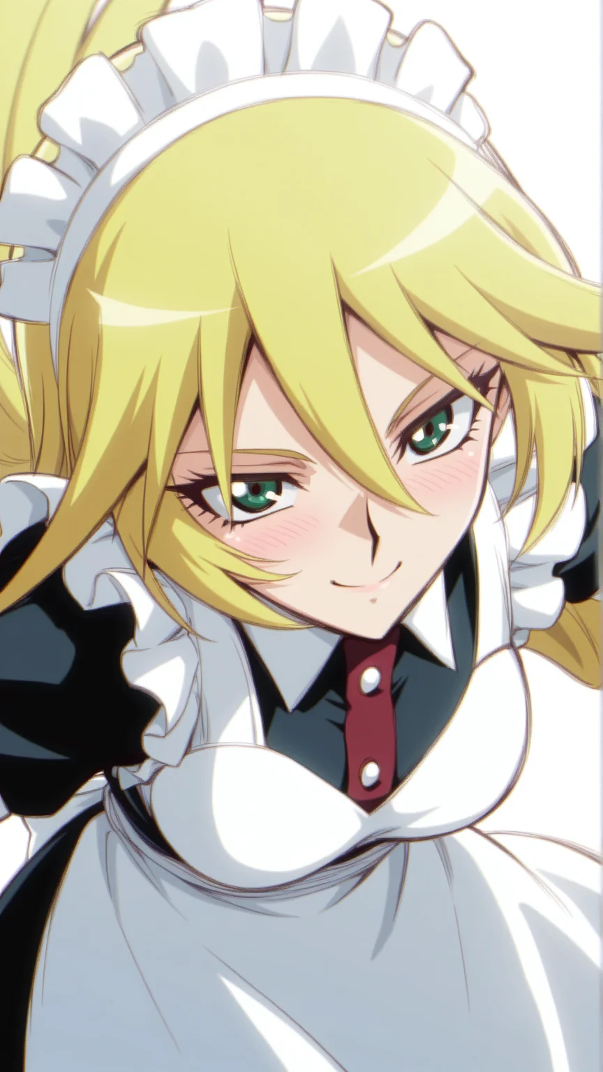 source_anime, general, best quality, masterpiece, 1girl, <lora:sherry_leblanc_ill_v1.1:1>sherry_leblanc\(yu-gi-oh!\),green eyes,blonde hair, hair between eyes, long hair,maid, maid headdress, maid apron, smile, (embarrassed:0.7), dynamic pose, dutch angle,