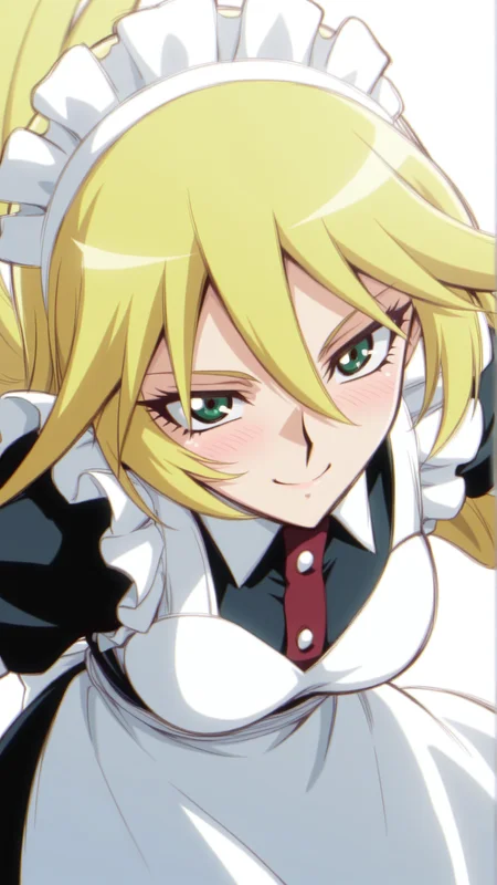 source_anime, general, best quality, masterpiece, 1girl, <lora:sherry_leblanc_ill_v1.1:1>sherry_leblanc\(yu-gi-oh!\),green eyes,blonde hair, hair between eyes, long hair,maid, maid headdress, maid apron, smile, (embarrassed:0.7), dynamic pose, dutch angle,
