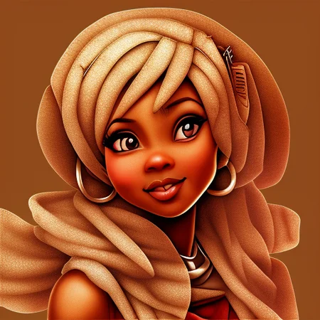 african anime black-waifu musume fanart, natural 4c afro hair
