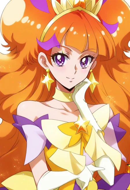 8k hd, (uncesored:1.2), 1girl, curetwinkle, long hair, orange hair, purple eyes, <lora:PrettyCureGoPrincess_CureTwinkle_bbccaaa:1>