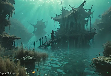 Mythical Nightscapes, High Fantasy Realms. Anime Worlds, Apocalyptic Visions, Underwater Scenes, landscape