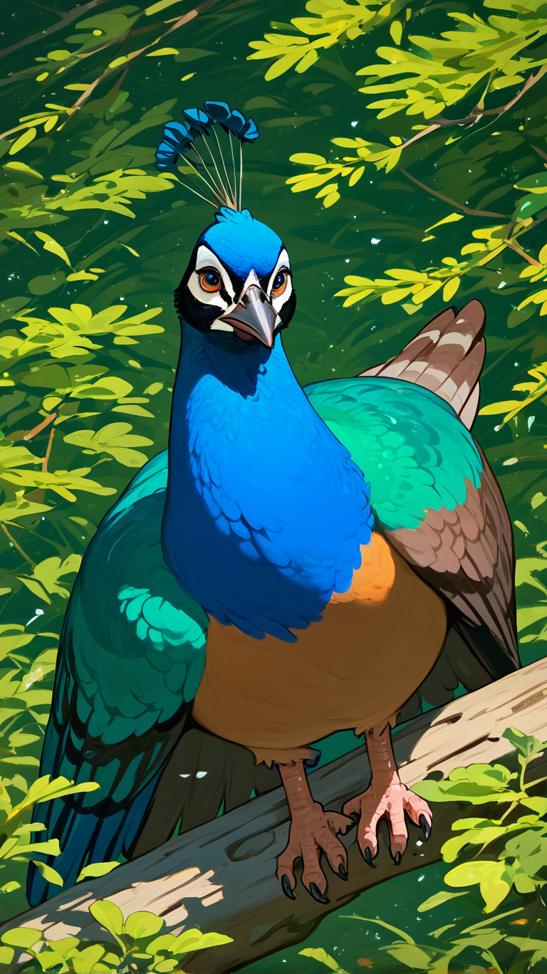 score_9, score_8_up, score_7_up, zPDXL2, <lora:PeacockV2:0.8>, peacock, beak, 
bird, animal, spread feathers, realistic