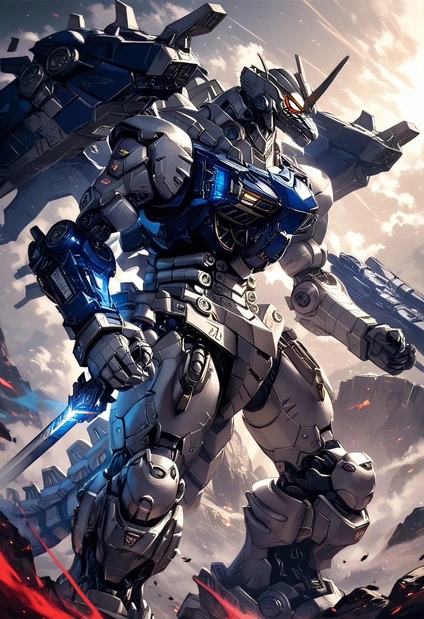score_9, score_8_up, score_7_up, score_6_up, source_anime, rating_safe, aesthetic, 16K, dramatic lighting, Kiryu, robot, dragon, fighting stance, flames, rampage, mecha, cannons, laser, smoke, (((supermechagodzilla))),(((cannon fuse his back))),(((sword energy his hand)))