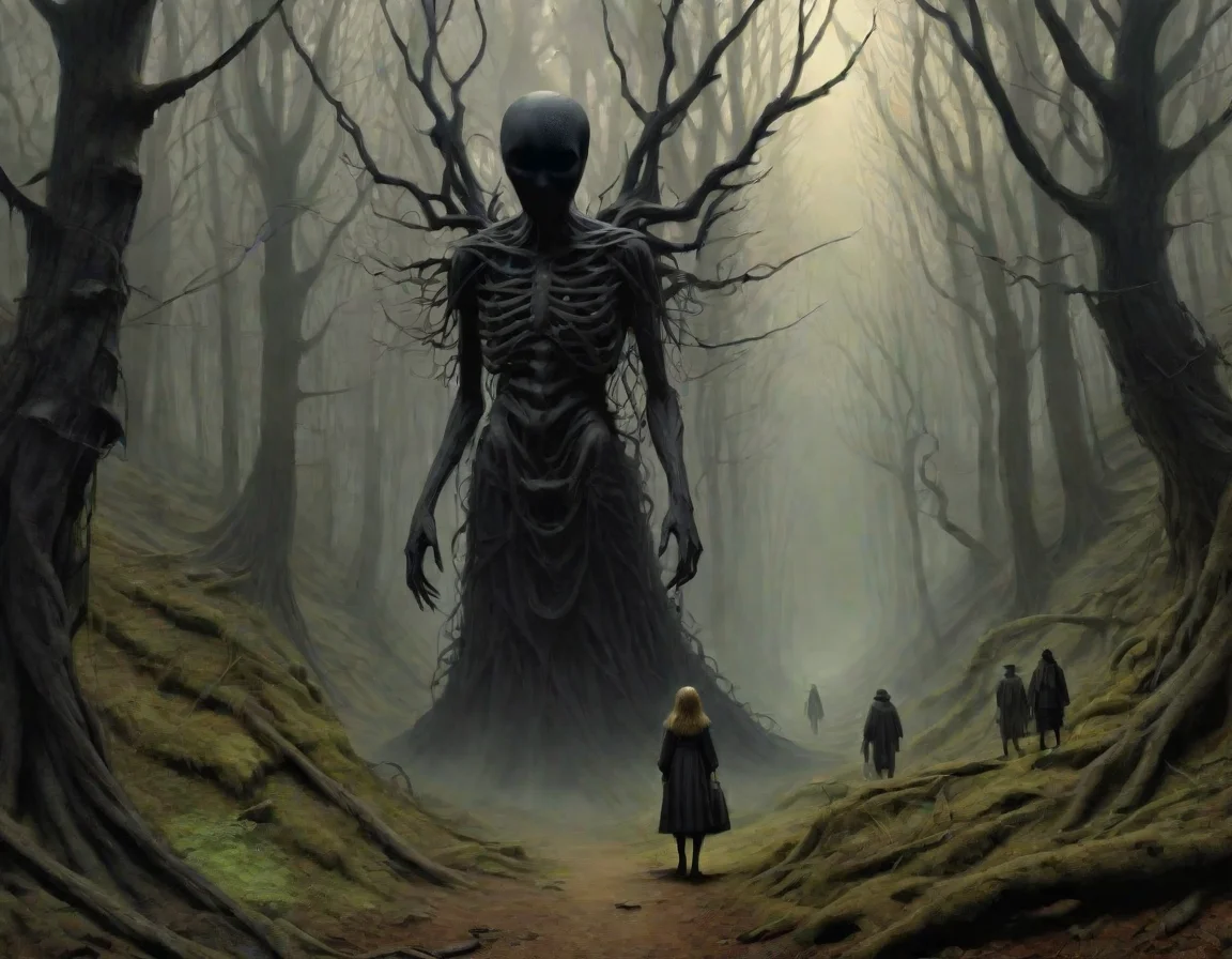 <lora:Surreal_XL:1>, surreal-xl, absurd, bizarre, eerie, fanciful, fantastic, ludicrous, Shadow people watching us inside a dark horror forest, heroic lighting, folklore, intricate, highly detailed, lifelike, photorealistic, digital painting