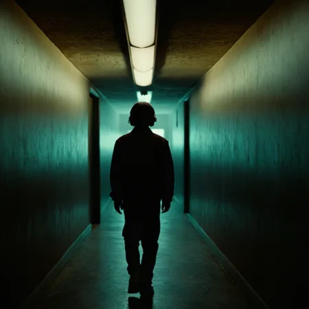 cinematic film still of <lora:add-detail-xl:0.1>1
<lora:detailed:0.3> realism
<lora:perfection style:0.2> perfect
<lora:eyetune:0.6>
<lora:xl_more_art-full_v1:0.3>
<lora:Ron Fricke style:0.3>
<lora:Unreal Engine style:0.3>
<lora:TeethXL:0.3>
<lora:Chiaroscuro Lighting Style:0.3> Chiaroscuro Lighting Style
 <lora:Fluorescent lighting style:1>
A cinematic film scene with Fluorescent light of a person standing in a narrow hallway with a light on, Hollywood movie themed, sharp, detailed, epic cinematic photography image, artistic style, creative image, dramatic chiaroscuro light style, cinematic chiaroscuro color style, Fluorescent skin tone film style, Kodak, 35 mm film lens style, detailed background style, widescreen, cinematography technique style, Fluorescent lighting style, 1girl, indoors, no humans, door, light, horror (theme), hallway, solo, 1boy, male focus, pants, dark
, shallow depth of field, vignette, highly detailed, high budget, bokeh, cinemascope, moody, epic, gorgeous, film grain, grainy