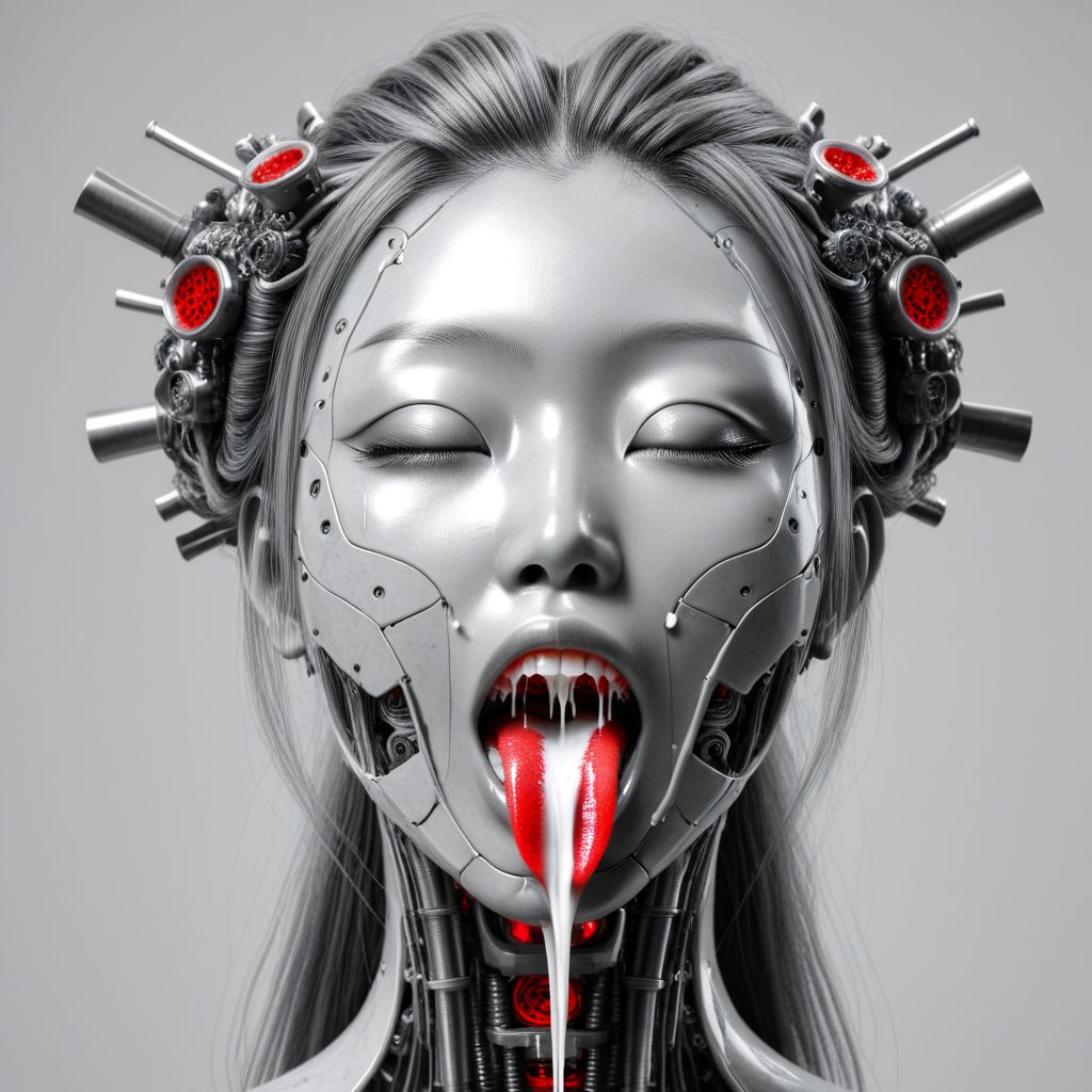 <lora:Kali_Yuga_Kali:1> kali, 
makeup, mechanical parts, long hair, facial, closed eyes, red themed, portrait, greyscale, cum, science fiction, white background, open mouth, japanese woman, grey background, forked tongue