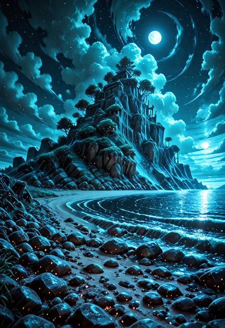 scenery, paradise beautiful landscape, moon, no humans, very intricate, very detailed, sharp, island, ocean,
SmoothNoob_Quality