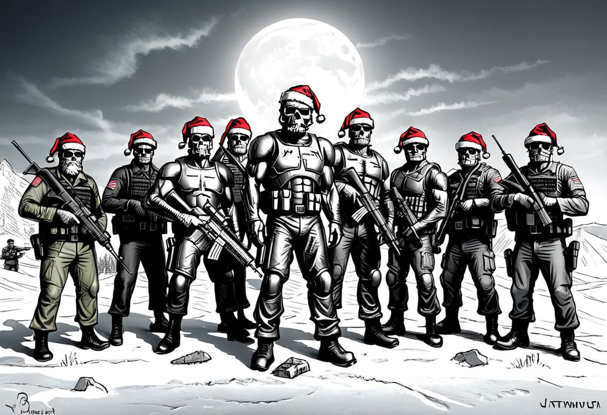 terminator santa claus army art by llbreton