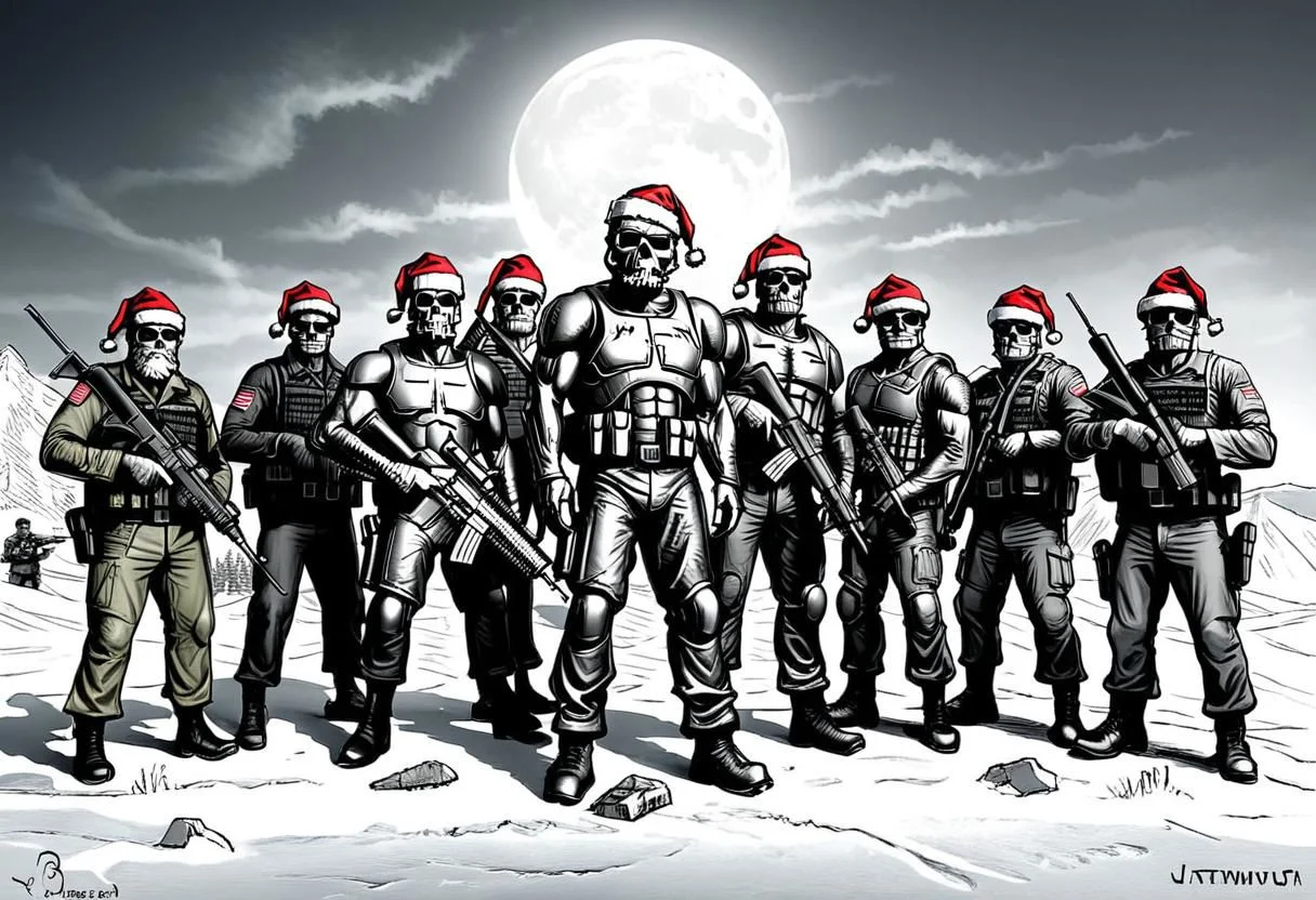 terminator santa claus army art by llbreton