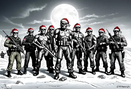 terminator santa claus army art by llbreton