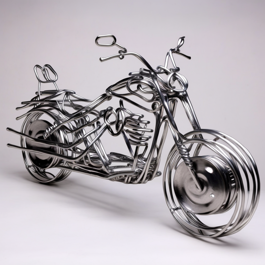 wirex wire sculpture motorbike<lora:wirex:1>