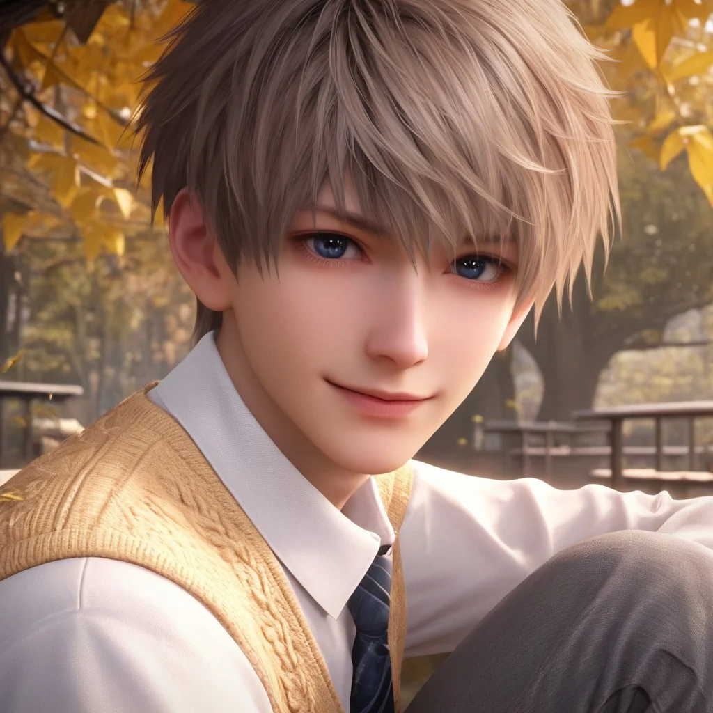 1boy, solo, male focus, slim toned male, xavier_(love_and_deepspace), plum cheeks face, big eyes, wide eyes, blond hair, short hair, bangs, pale skin, grey blue eyes, detailed eyes, satisfaction, satisfied, neutral, detailed face,
day light, nice light, golden hour, golden theme, sparkling, smile, happy, sakura tree, sakura leaves
white collar shirt, cream decorated sweater vest, wearing a tie, grey pants, long sleeves, modest clothing, looking at viewer, from side view, relax, sitting in a bench, under a tree, tree leaves, golden hour, best light and shadow,
rating PG, score_9, score_8_up, score_7_up, source_anime, male focus, confident, manly, tall, detailed eyebrow, sharp eyebrows, random view