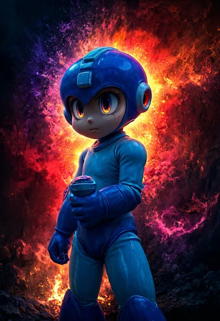 Rockmegamen, dark fantasy theme, rainbow colored silhouette outline against a dark background, megaman, blue helmet, beautiful horror, anime, magical fantasy, plasma pattern, dark lights
,epic, cinematic colors, masterpiece, detailmaximizer, midjourneyv6.1