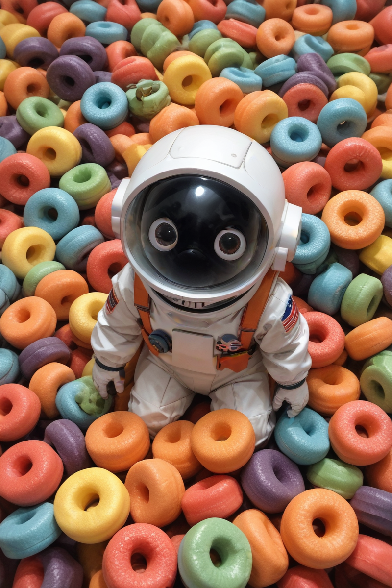 milk sea,(Fisheye View:1.4), (Aerial View:1.4),
miniature photography,no face,
mini astronaut sitting on food,
score_9, score_8_up, score_7_up, score_6_up,  
<lora:swimming_in_cereal:0.8>hud_cere4l_sw1m,
<lora:sdxl_lightning_8step_lora:1> ,dof,