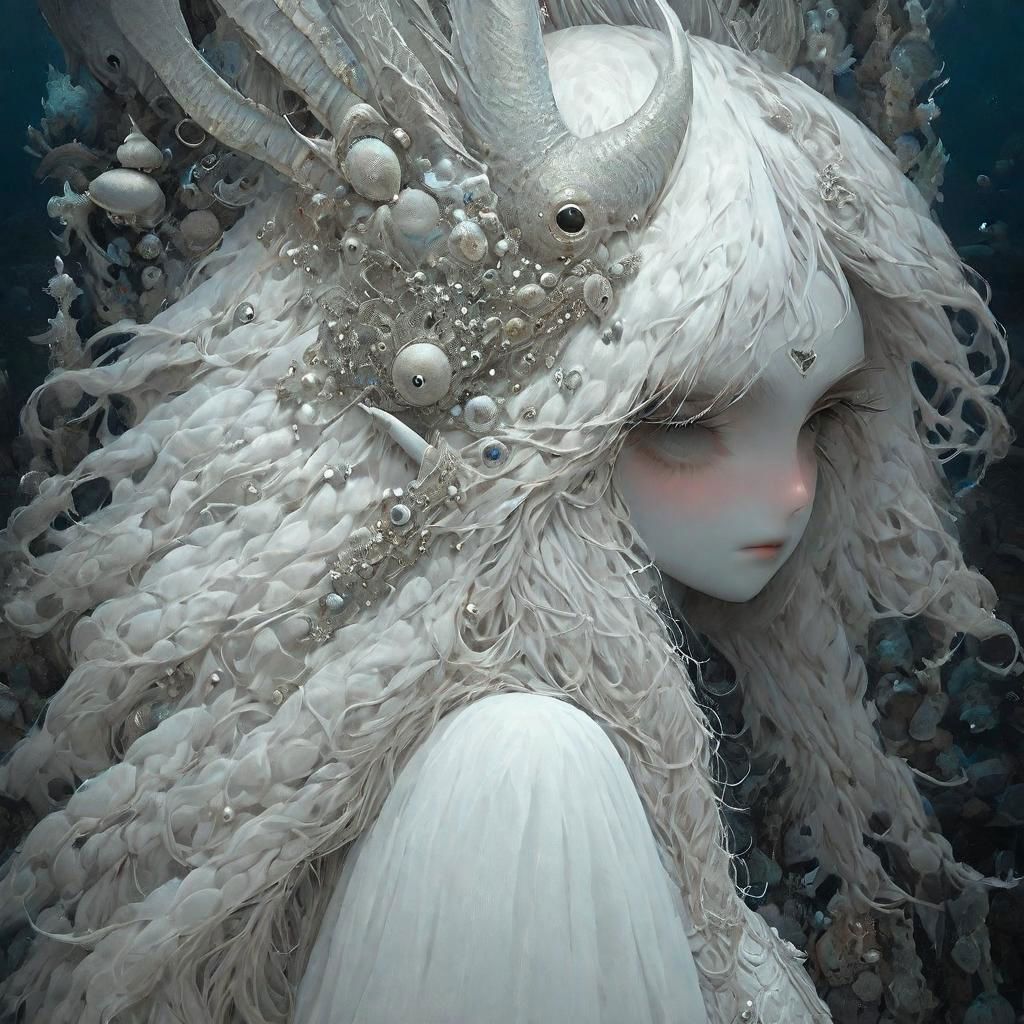 maiden of the deep sea, beautiful, mesmerizing, intricate background, seacore, bluecore, mysterycore, dynamic lighting, photorealistic, hyperdetailed, inspired by pinterest art