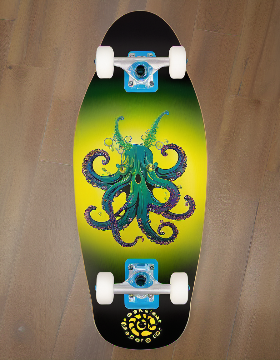 EdobSkate, tree, blurry, yellow_eyes, tentacles, tentacles, open_mouth, gradient, air_bubble, blurry_background, antennae, <lora:EdobSkate_XL_v1.0:0.8>