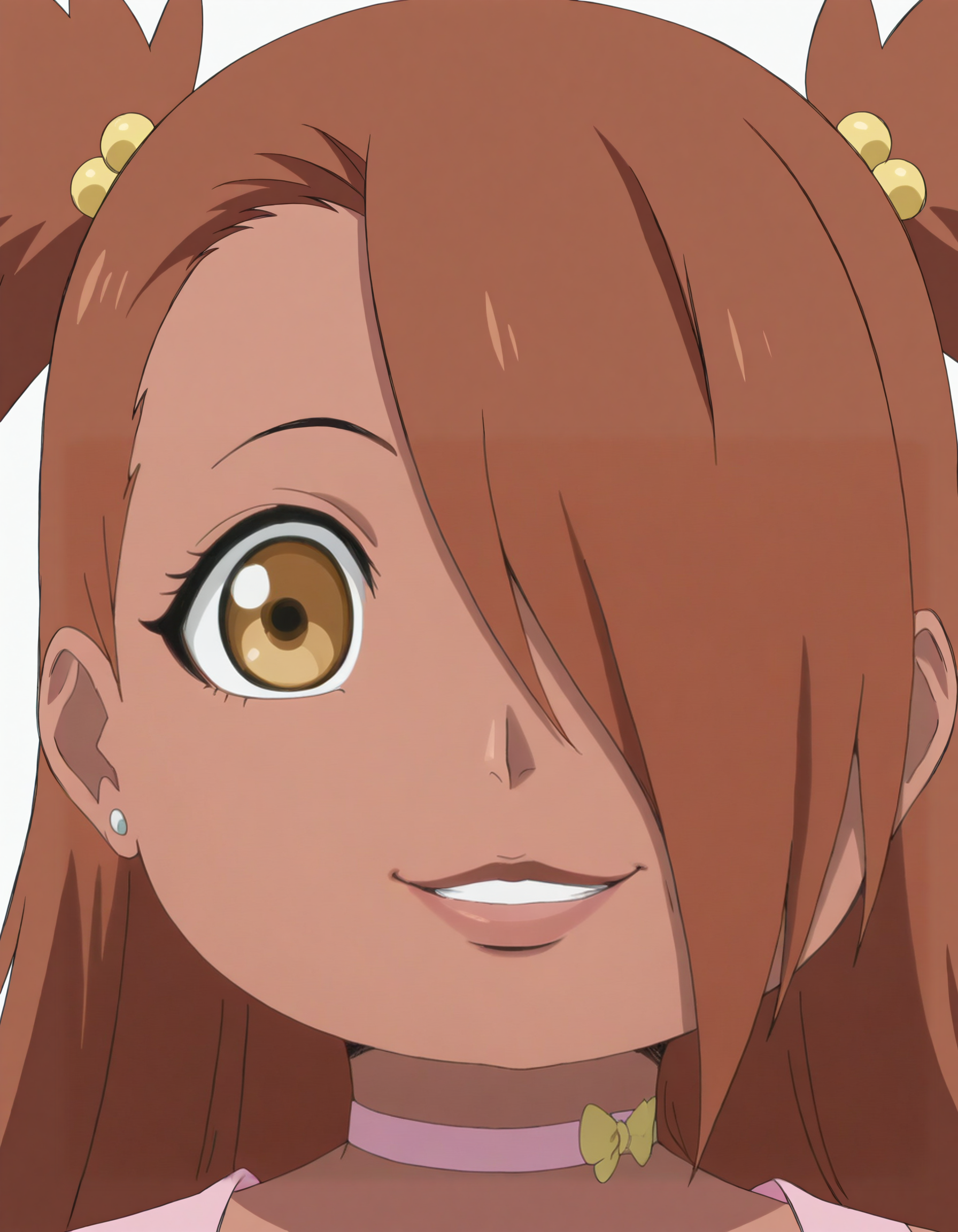 <lora:meme_mutsukiface_illustriousXL:0.8> mutsukiface, chibi, portrait, close-up, smile, :3, closed mouth <lora:anime_screencap-Illustrious:0.8> anime screencap, anime coloring, very aesthetic, absurdres, zPDXL, <lora:Pony_DetailV2.0:0.5> <lora:illustrious_quality_modifiers_masterpieces_v1:1>
<lora:ch0ch0:1> ch0ch0, 1girl, dark-skinned female, hair_bobbles, hair covering one eye, earring, b_choker, female focus, looking at viewer, smile, teeth, defined lips, glossy lips, 
white background, simple background,