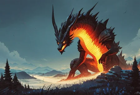 <lora:Kenva:1.0> score_9, knva, halftone effect,epic composition,stunning intricate details,glowing,dragons and horses,verdant mountains and rivers,heroes roam. masterpiece,best masterpiece,