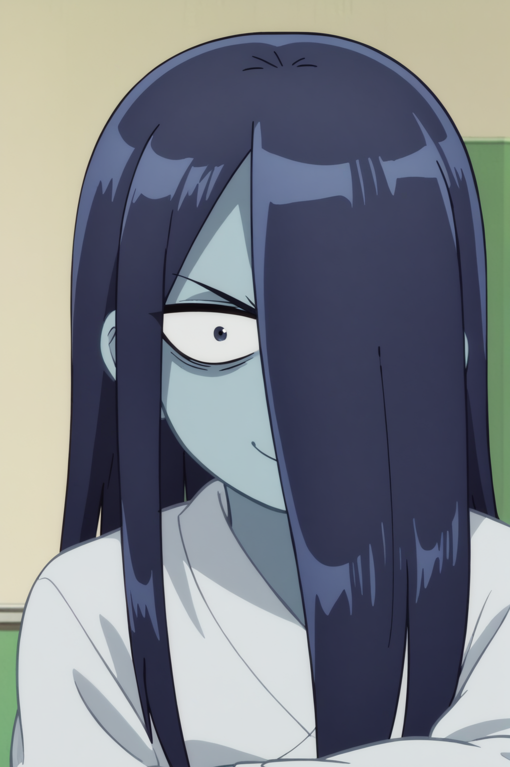 rating_safe,  anime screencap, consistent background,   Ghost in the Closet, light smile, upper body, 1girl <lora:Lv1_Maou_to_One_Room_Yuusha-Ghost_in_the_Closet-PDXL:0.8>