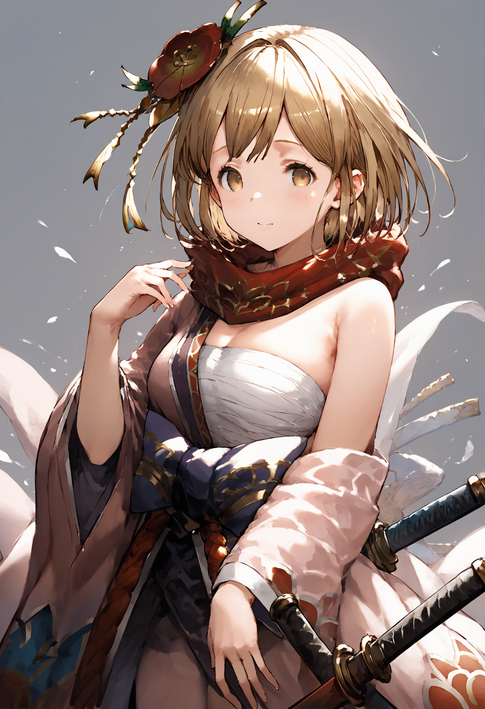 score_9, score_8_up, score_7_up, masterpiece, best quality, very aesthetic, absurdres, clear eyes,
 <lora:Kengo-Djeeta-000012:0.8> kengo_djeeta,
1girl, solo, djeeta \(granblue fantasy\), kengo \(granblue fantasy\), sarashi, japanese kimono, hadanugi dousa,