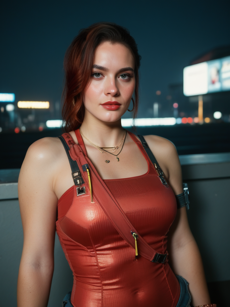 score_9, score_8_up, score_7_up, source_cinema, photograph, analog film, candid, <lora:Claire_Russell-000008:.58>, claire russell, cyberpunk 2077, claire2077, a woman with red hair and (red sheer swimsuit), (panty bulge), curvy, soft body, (softy tummy), skindentation, looking at viewer, lipgloss, (perfect face)
