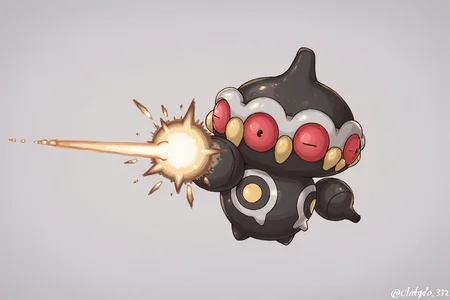 claydol,pokemon \(creature\),1other,red eyes,<lora:Claydol_-_Pokemon_r1:1>,firing,