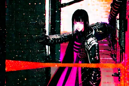 highly insanely detailed, masterpiece, top quality, best quality, highres, 4k, 8k, RAW photo, (very aesthetic, beautiful and aesthetic),
tsutomu nihei,nihei_tsutomu,blame!,blame gakuen!,abara,TNstyle,sidonia_no_kishi,(space,spacecraft,deep horizon,lab,tower,tunnel),wire,ventilation fan,ventilation shaft,star \(sky\),starry sky,toha heavy industries,walkway,cables,tubes,industrial pipes,dark sky,black sky,
<lora:blamev2:1>,
(1girl:1.3),
solo focus,
summer,neon orange background,neon magenta background,neon white background,(color bokeh background),âââ