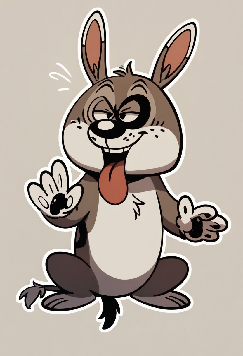 (score_9 | score_8_up | score_7_up) ((masterpiece:1))(best quality,very high quality,ultra detailed:1.2) (2D,cartoon style,anime style)(Smooth:2)(clean blurring) (four fingers on each hand,one thumb on each hand:1), solo, charles, dog, black spot on left eye, white fur, paw, dog paws, donkey dog hybrid, Full Donkey, half donkey, donkey head, donkey ears, donkey tail,