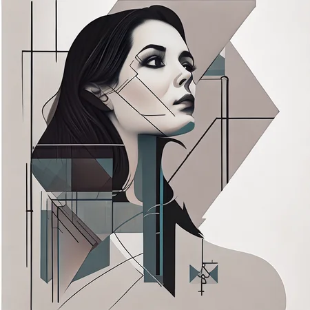 <lyco:Geometric_drawing_style_Sa_May :1.0> woman by Geometric drawing style