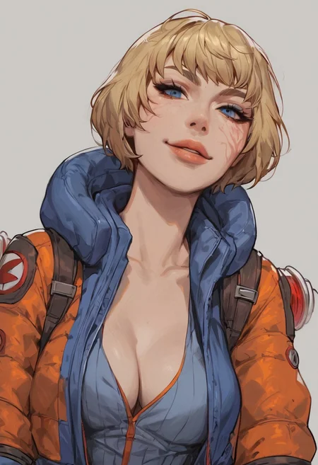 score_9_up, score_8_up, score_7_up, high quality, rating_questionable, 4k, masterpiece, (best quality 1:1), sexy, 1girl, wattson (apex legends), average_breasts, ((sexy pose)), raised eyebrows, suggestive, smirk, seductive smile, slutty, BREAK, dynamic angle, simple background